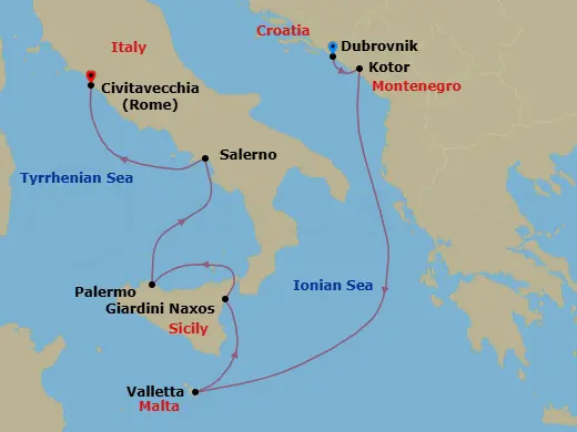 Itinerary schematic diagram