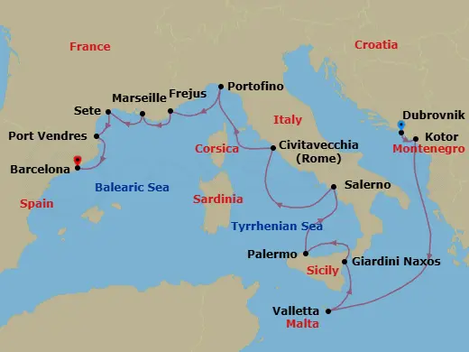 Itinerary schematic diagram