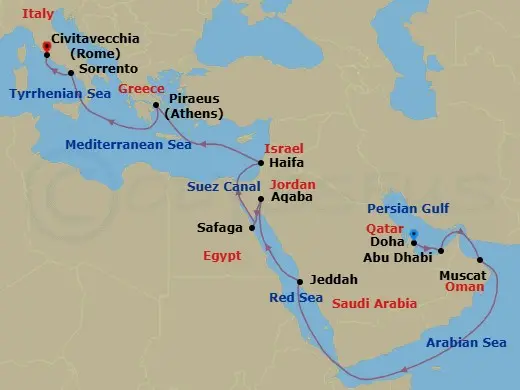 Itinerary schematic diagram