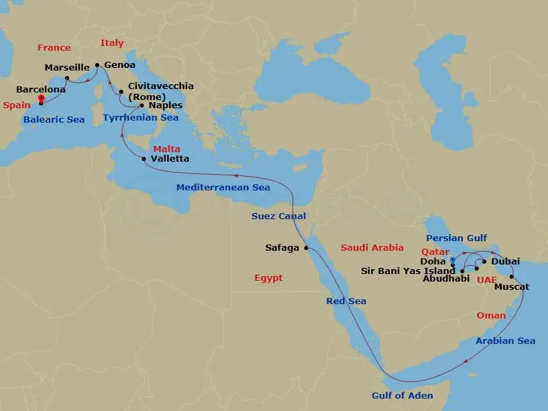 Itinerary schematic diagram