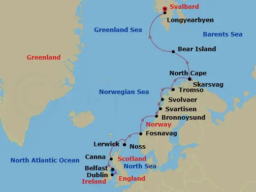 Itinerary schematic diagram