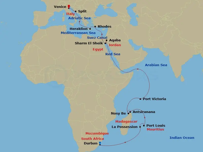 Itinerary schematic diagram
