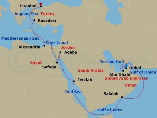 Itinerary schematic diagram
