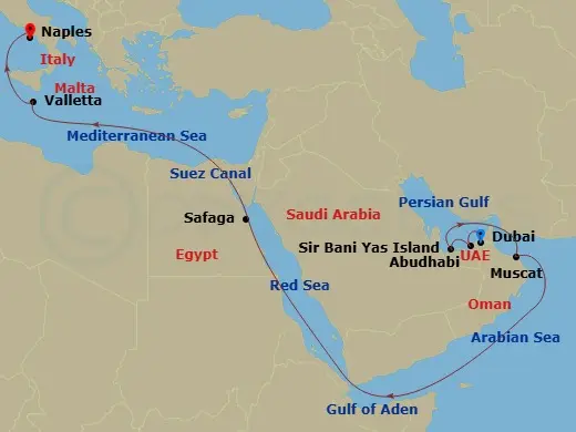 Itinerary schematic diagram