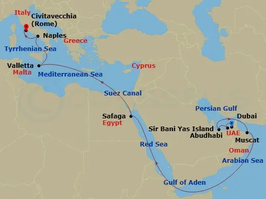 Itinerary schematic diagram