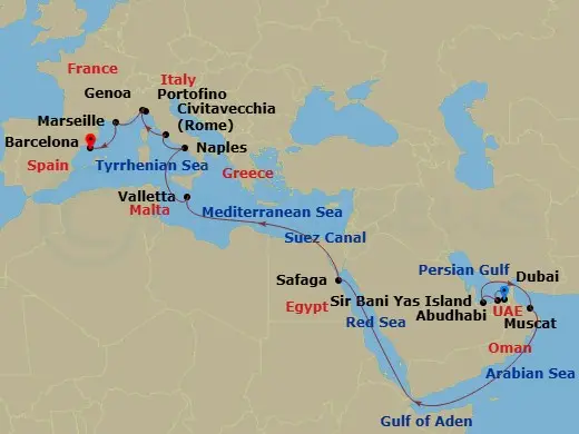 Itinerary schematic diagram