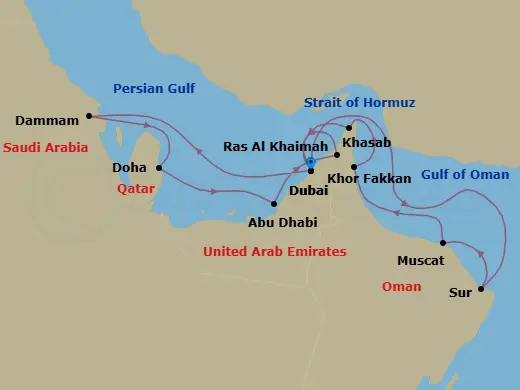 Itinerary schematic diagram