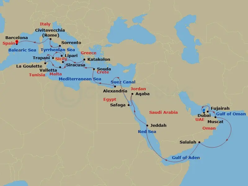 Itinerary schematic diagram