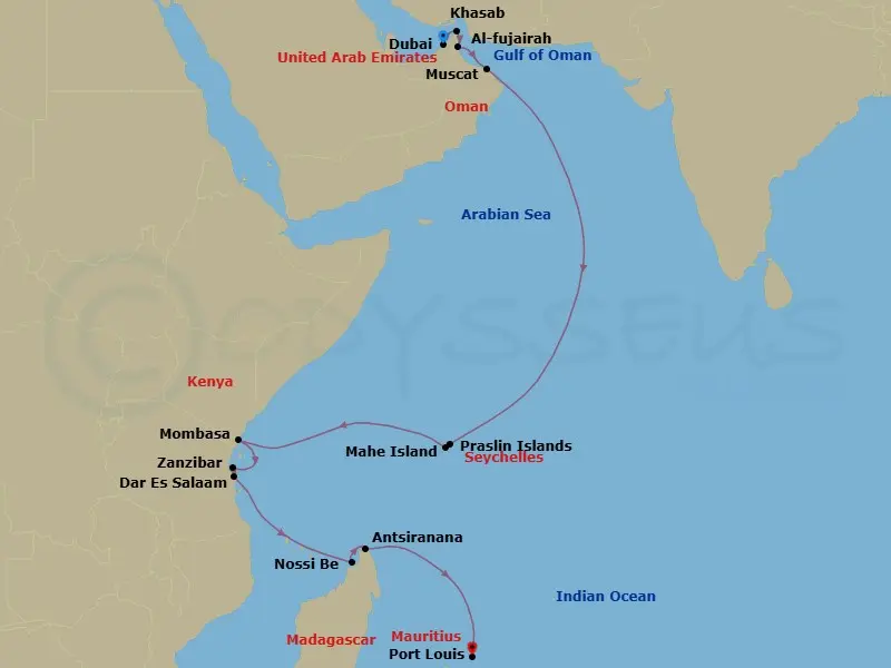 Itinerary schematic diagram