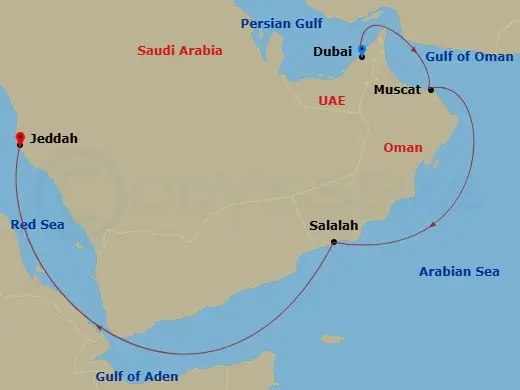 Itinerary schematic diagram