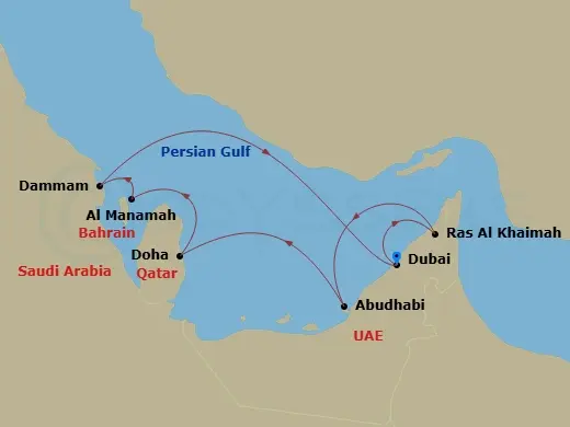 Itinerary schematic diagram