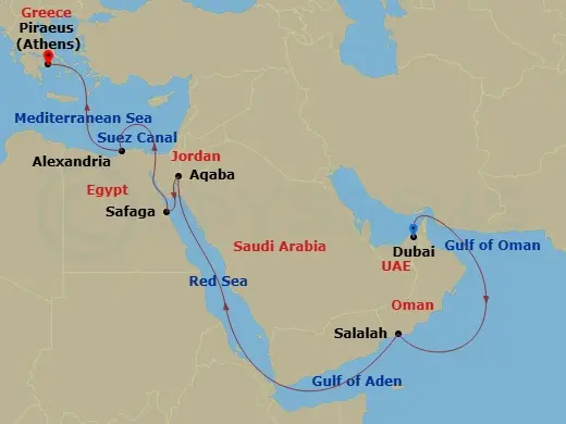 Itinerary schematic diagram
