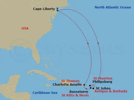 Itinerary schematic diagram