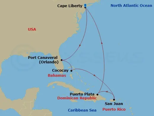Itinerary schematic diagram