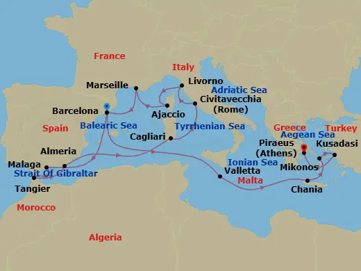 Itinerary schematic diagram