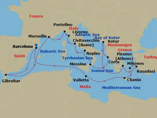 Itinerary schematic diagram