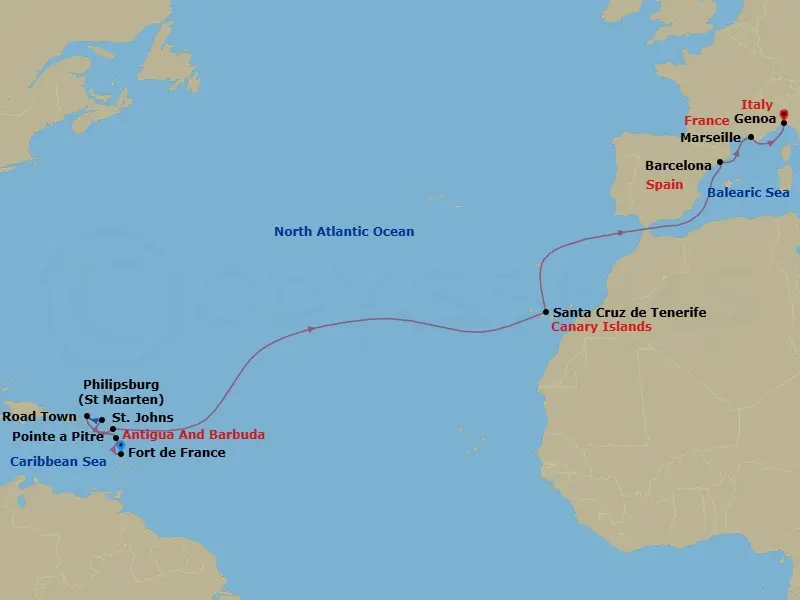 Itinerary schematic diagram