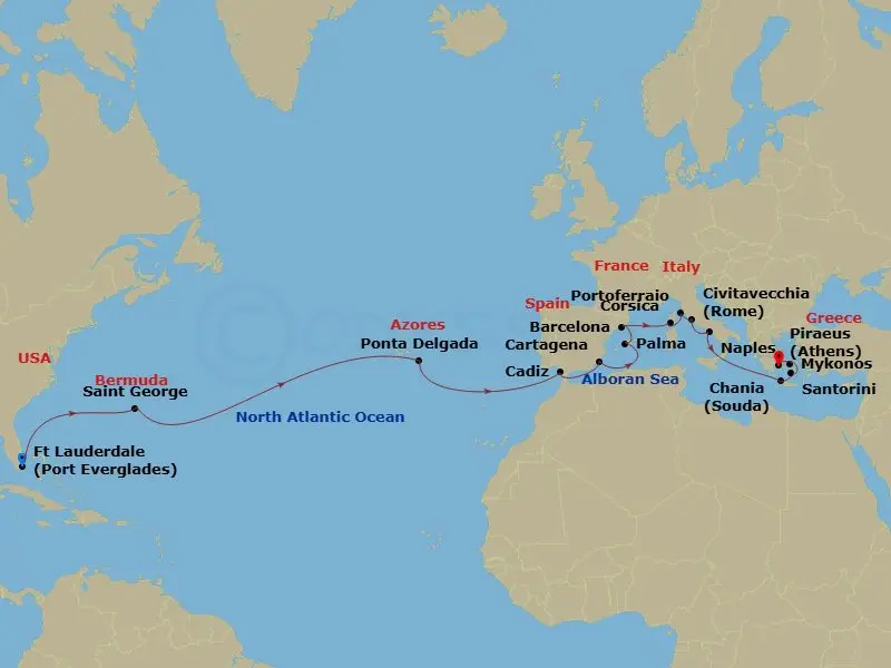 Itinerary schematic diagram