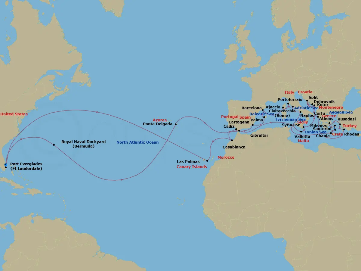 Itinerary schematic diagram