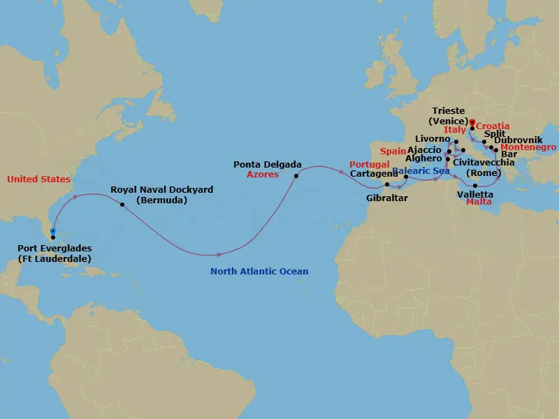 Itinerary schematic diagram