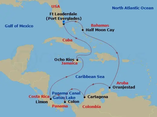 Itinerary schematic diagram