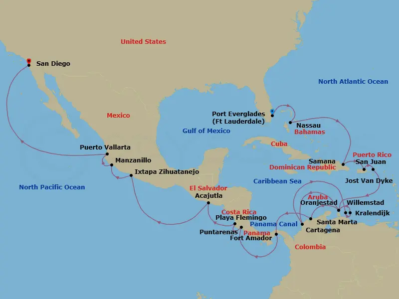 Itinerary schematic diagram