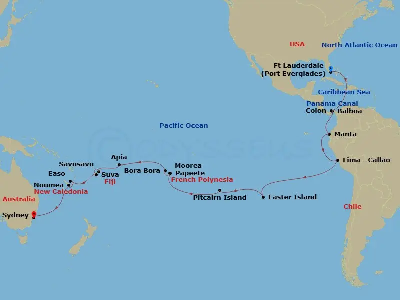 Itinerary schematic diagram