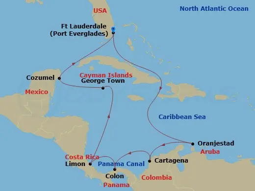 Itinerary schematic diagram