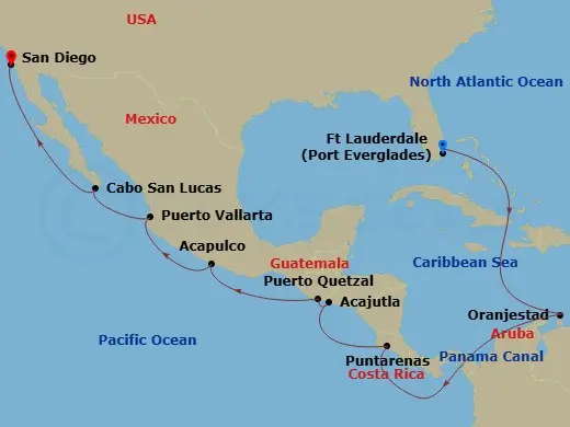 Itinerary schematic diagram