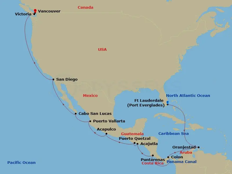 Itinerary schematic diagram