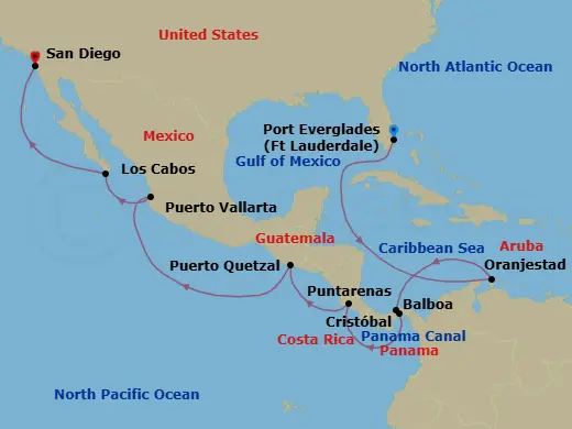 Itinerary schematic diagram