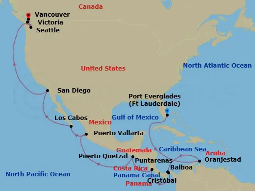Itinerary schematic diagram