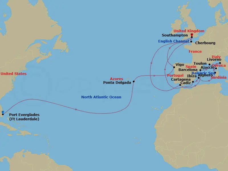 Itinerary schematic diagram