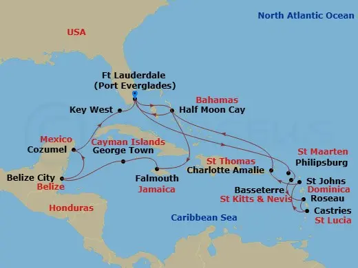 Itinerary schematic diagram