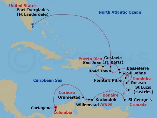 Itinerary schematic diagram
