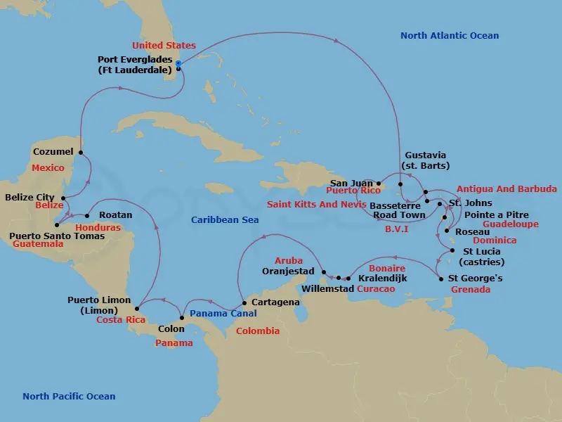 Itinerary schematic diagram
