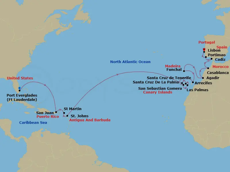 Itinerary schematic diagram