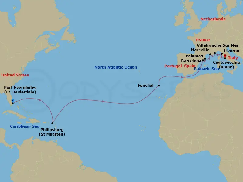 Itinerary schematic diagram