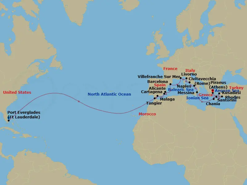 Itinerary schematic diagram