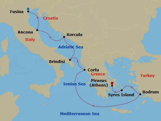 Itinerary schematic diagram