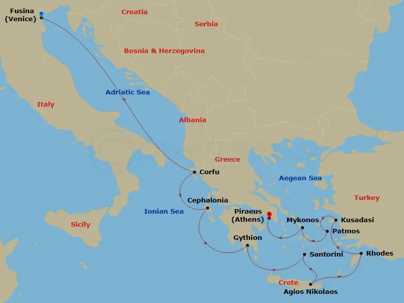 Itinerary schematic diagram