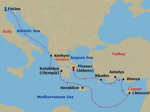 Itinerary schematic diagram
