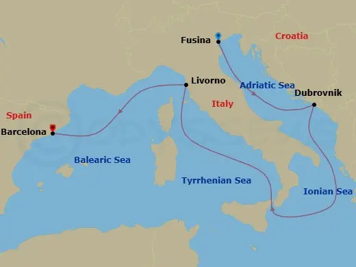 Itinerary schematic diagram