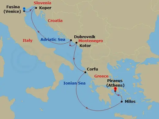 Itinerary schematic diagram