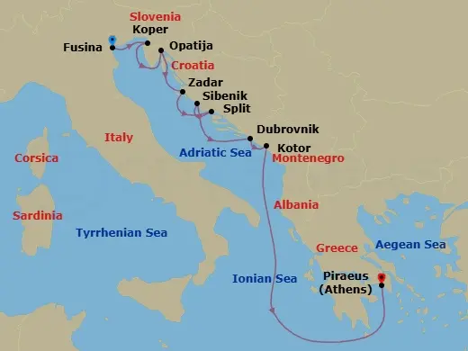 Itinerary schematic diagram