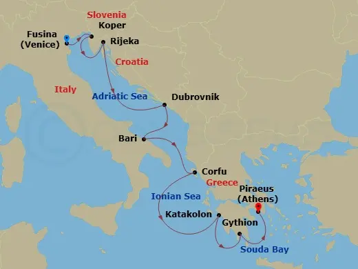 Itinerary schematic diagram