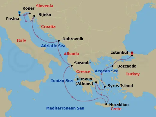 Itinerary schematic diagram