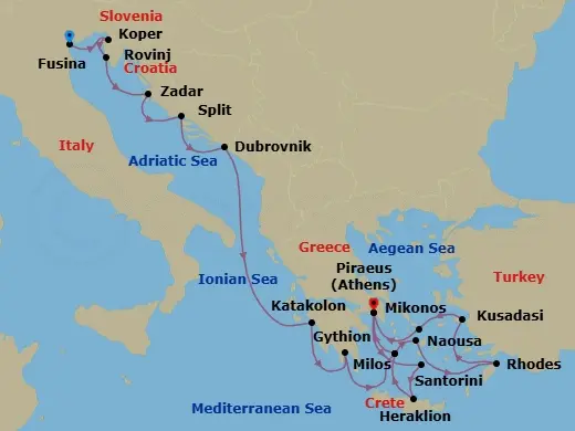 Itinerary schematic diagram