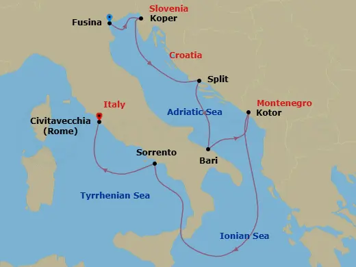 Itinerary schematic diagram