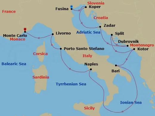 Itinerary schematic diagram
